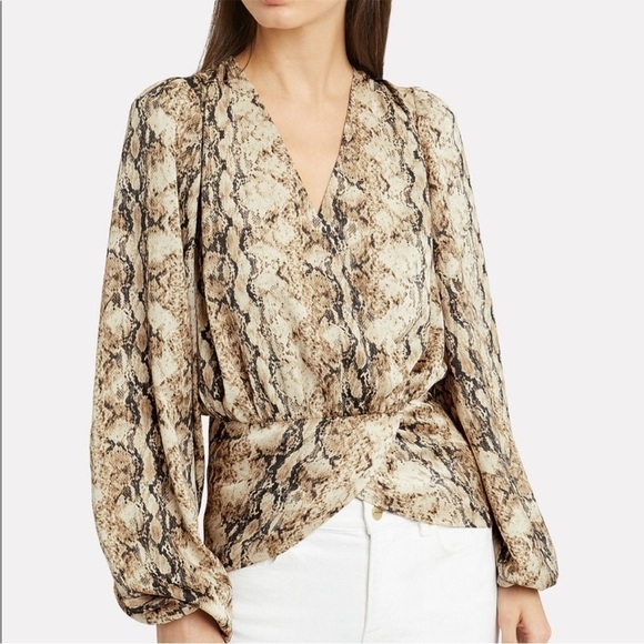 Ronny Kobo Reptile Snake Mob Wife Surplice Peplum Long Sleeve Blouse Size XS - Picture 1 of 15